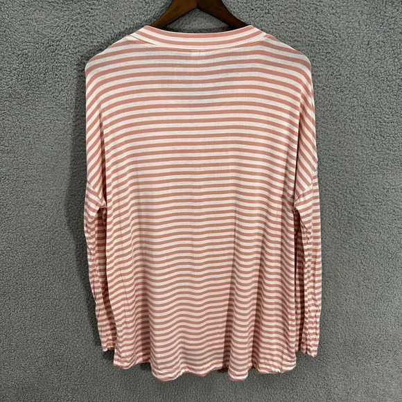 Nordstrom top womens small pink‎ white striped long sleeve oversized tunic comfy - Picture 7 of 7